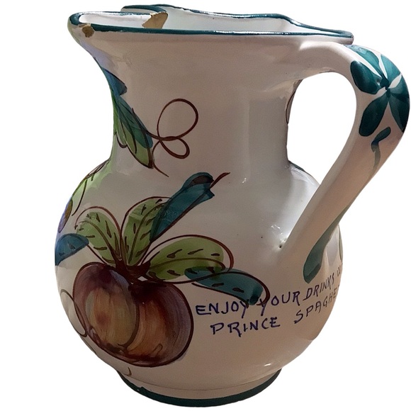 PRINCE MACARONI SPAGHETTI 1940s VINTAGE ITALIAN CERAMIC HAND-PAINTED PITCHER - Picture 10 of 12